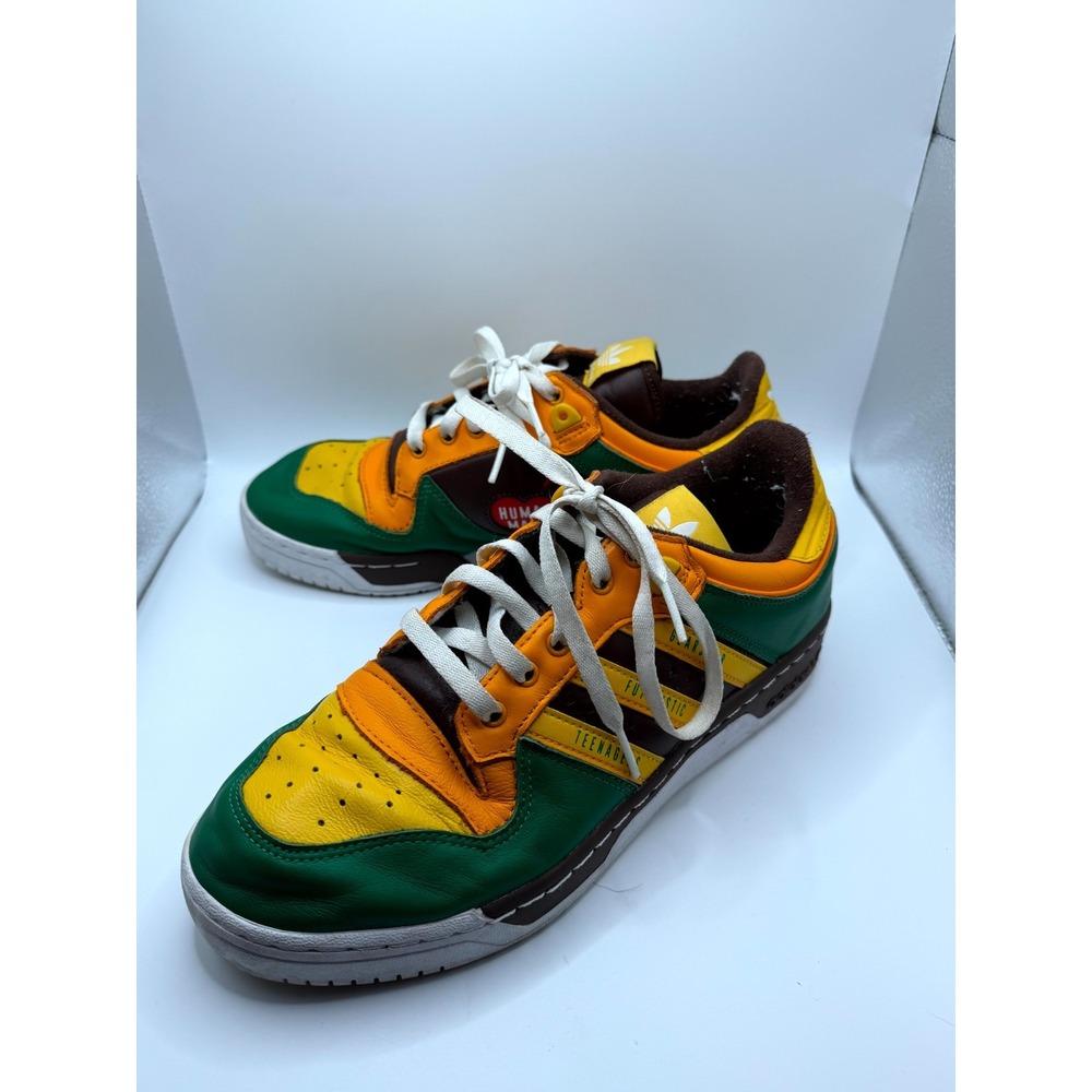 Adidas x Human Made Rivalry Low Mens 9 Sneaker Green Gold Leather Lace Up Shoes